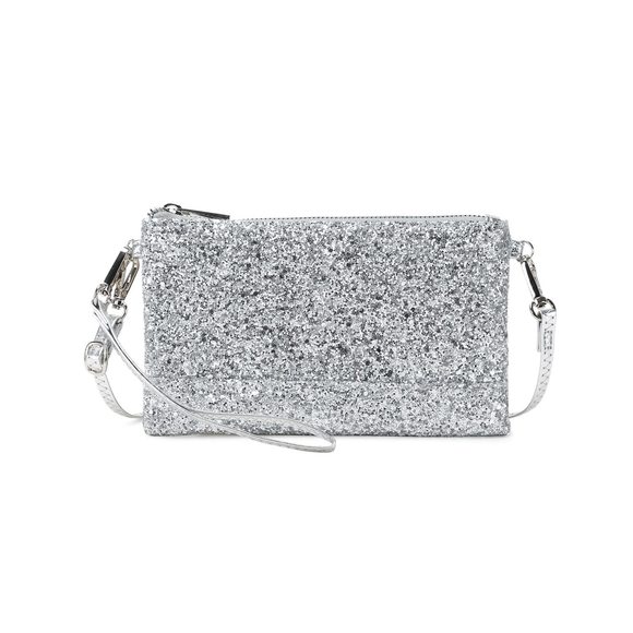 Sparkling Glitter Evening Clutch Silver Bride Purse Wedding Bling Clutch -_ - Picture 1 of 6